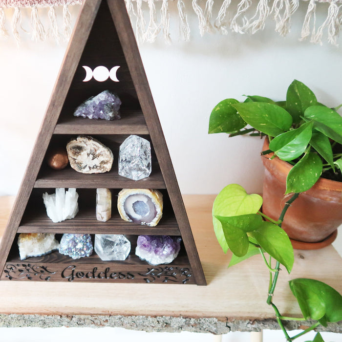 Goddess Engraved Triangle Shelf - coppermoonboutique