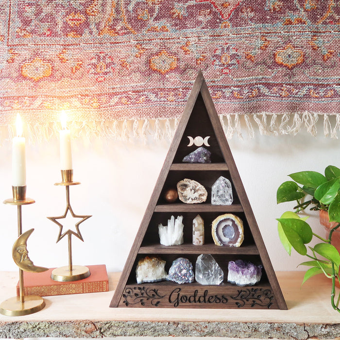 Goddess Engraved Triangle Shelf - coppermoonboutique