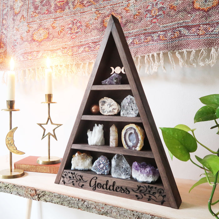 Goddess Engraved Triangle Shelf - coppermoonboutique