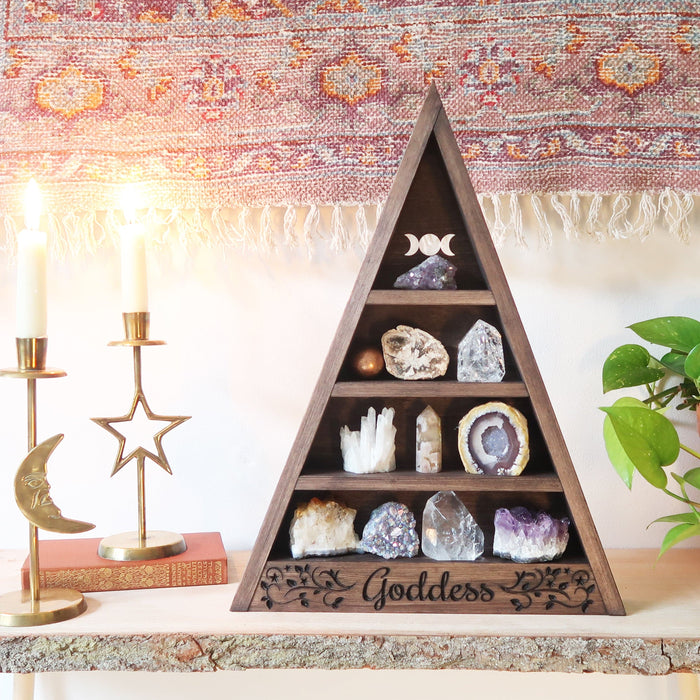 Goddess Engraved Triangle Shelf - coppermoonboutique