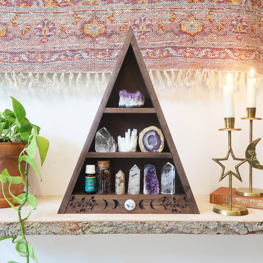 Moon Phase Engraved Triangle Shelf - coppermoonboutique
