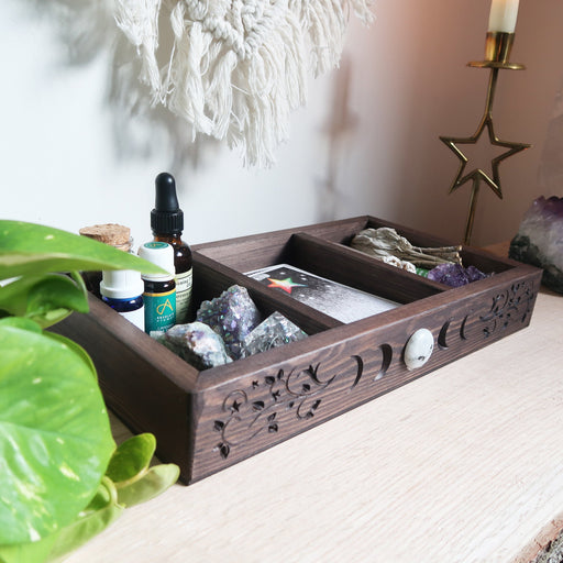 Crystal Moon Phase Engraved Tarot Crystal Box - coppermoonboutique