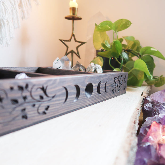 Crystal Moon Phase Engraved Tarot Crystal Box - coppermoonboutique