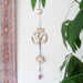 Light Wood Lotus, OM and Moon Rainbow Gemstone Wall Hanging - coppermoonboutique