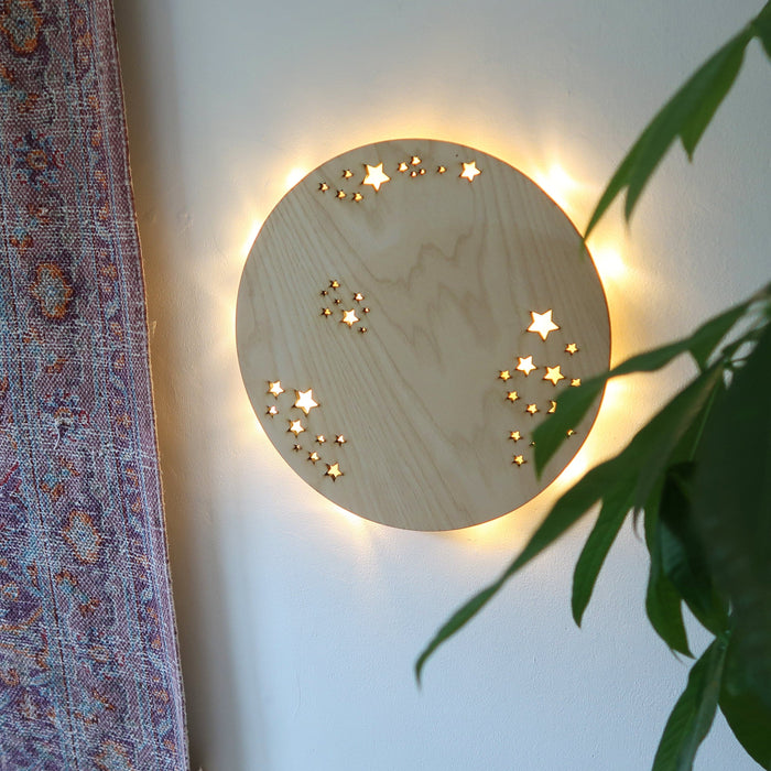Light Wood Full Moon Wooden Wall Lamp - coppermoonboutique