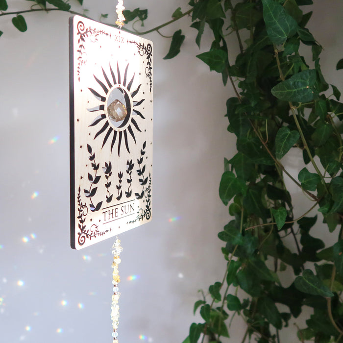 Light Wood Sun Tarot Card Wooden Suncatcher - coppermoonboutique