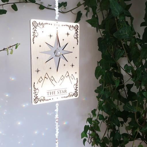 Light Wood Star Tarot Card Wooden Suncatcher - coppermoonboutique