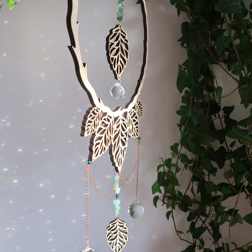 Light Wood Crystal Woodland Suncatcher - coppermoonboutique