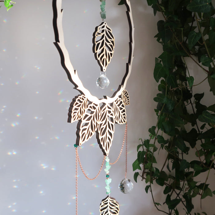 Light Wood Crystal Woodland Suncatcher - coppermoonboutique