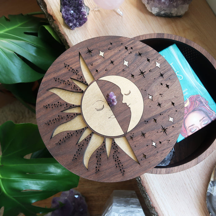Celestial Wooden Storage Box - coppermoonboutique