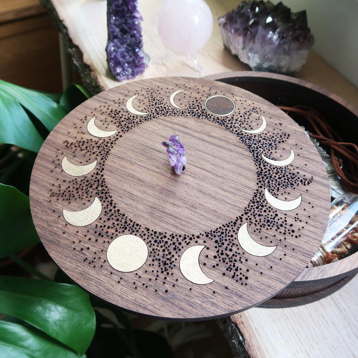 Moon Phase Wooden Storage Box - coppermoonboutique