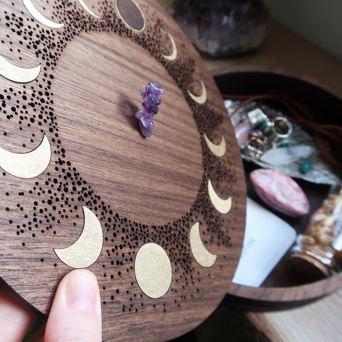 Moon Phase Wooden Storage Box - coppermoonboutique