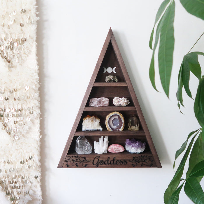 Goddess Engraved Triangle Shelf - coppermoonboutique