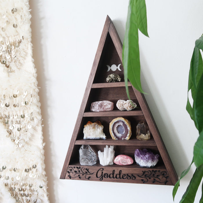 Goddess Engraved Triangle Shelf - coppermoonboutique