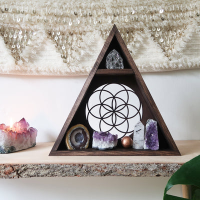 Seed Of Life crystal display shelf - coppermoonboutique