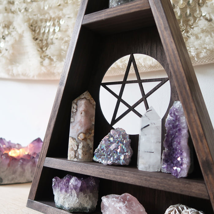 Pentagram Triangle Crystal Shelf - coppermoonboutique