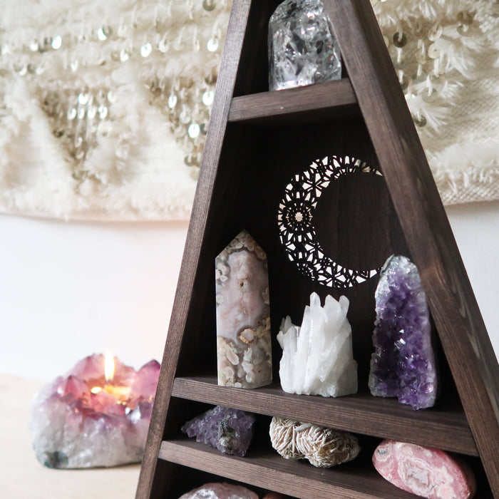 Mandala Moon Triangle Crystal Shelf - coppermoonboutique
