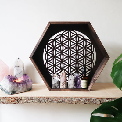 Flower Of Life Hexagon Crystal Shelf - coppermoonboutique