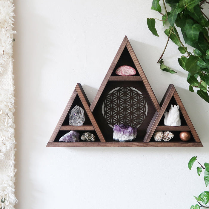 Flower Of Life triple mountain crystal shelf - coppermoonboutique