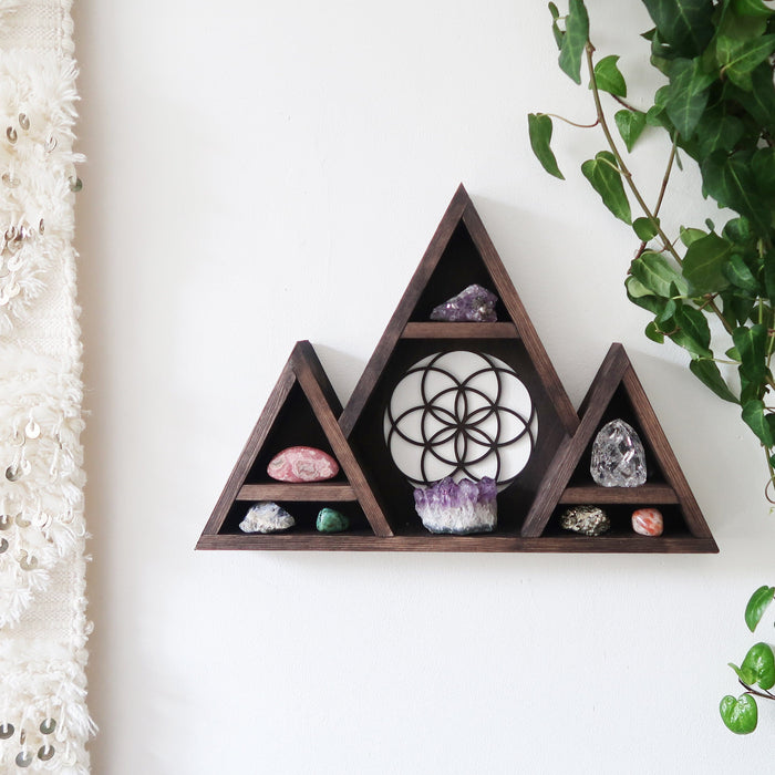 Seed Of Life Triangle Crystal Shelf - coppermoonboutique