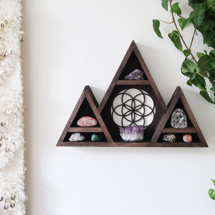 Seed Of Life Triangle Crystal Shelf - coppermoonboutique