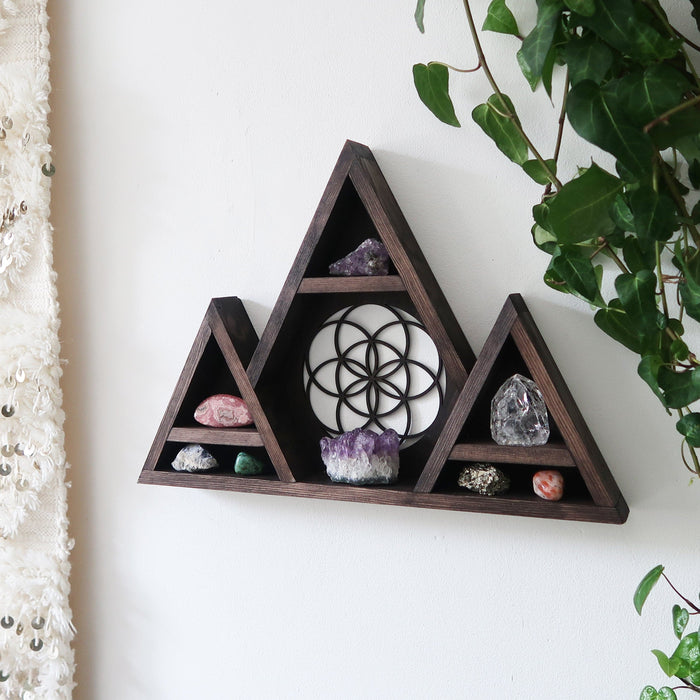 Seed Of Life Triangle Crystal Shelf - coppermoonboutique