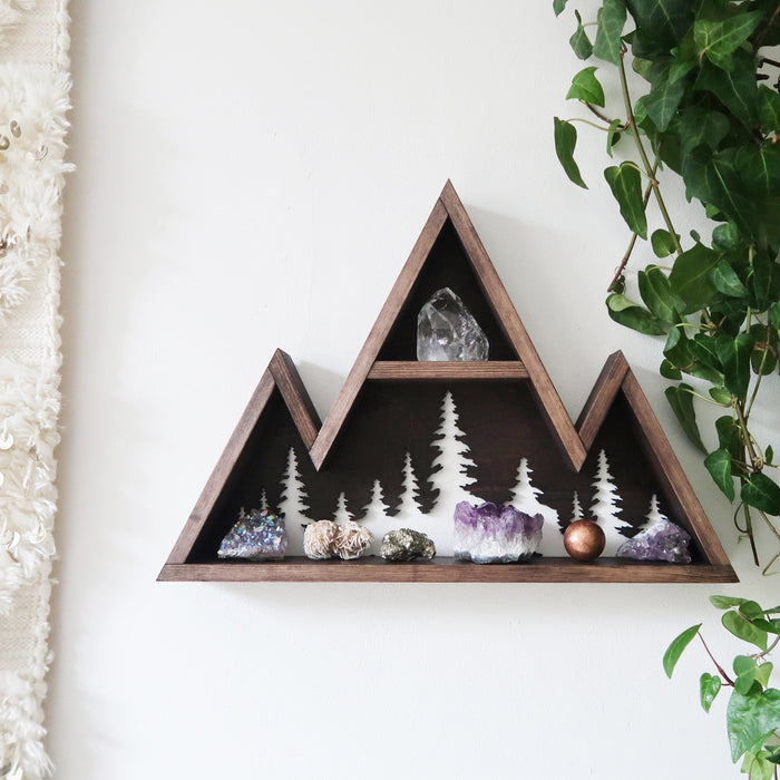 Geometric triangle shelf, forest display shelf - coppermoonboutique