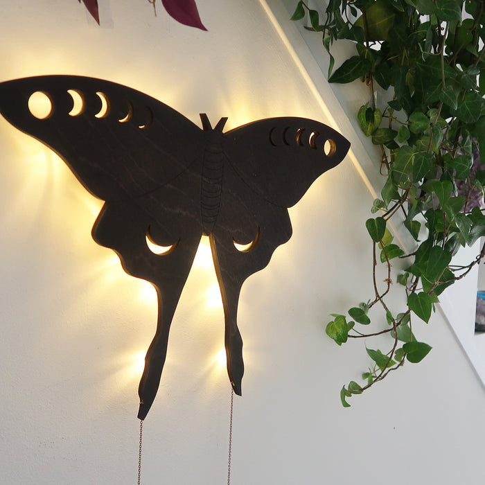 Luna Moth Wooden Wall Lamp - coppermoonboutique