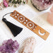 Walnut Wood Mandala Moon Bookmark with Tassel - coppermoonboutique