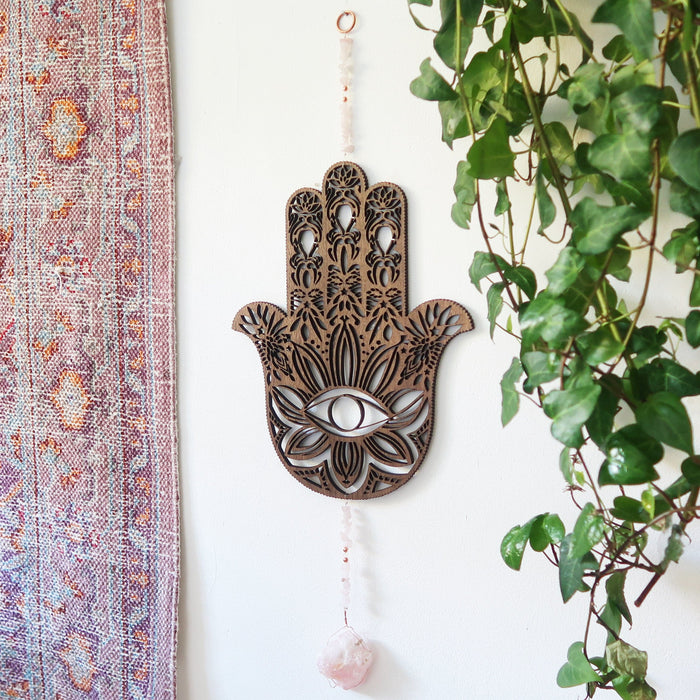 Hamsa Hand Crystal Wall Hanging