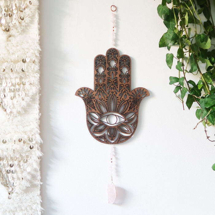Hamsa Hand Crystal Wall Hanging