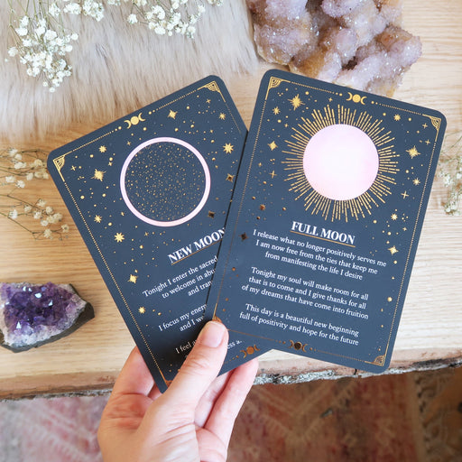 Labradorite Engraved Moonphase Altar Card Stand with Soy Candles - coppermoonboutique