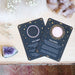 Moonstone Engraved Moonphase Altar Card Stand with Soy Candles - coppermoonboutique