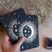 Moonstone Engraved Moonphase Altar Card Stand with Soy Candles - coppermoonboutique
