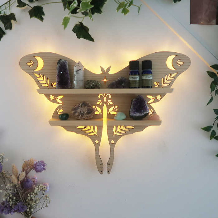 Luna Moth Lamp Crystal Shelf