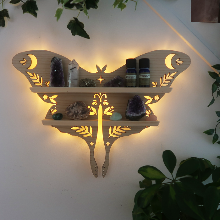 Luna Moth Lamp Crystal Shelf