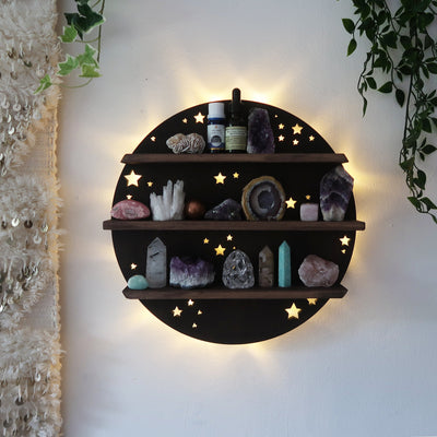 Full Moon Crystal Shelf Wall Lamp - coppermoonboutique