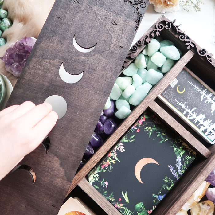 Moonphase Tarot Crystal Storage  Box - coppermoonboutique
