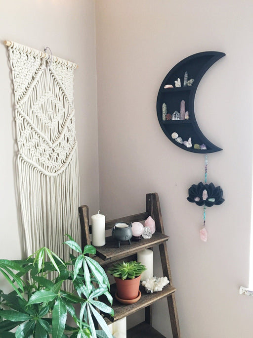 Large Moon and Lotus Hanging Shelf - coppermoonboutique