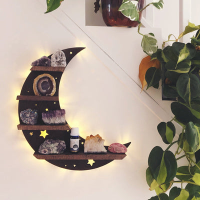 Celestial Moon Wooden Light Up Shelf - coppermoonboutique