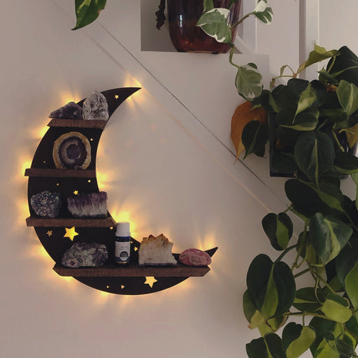 Celestial Moon Wooden Light Up Shelf - coppermoonboutique